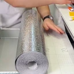 厨房防油贴银立方格