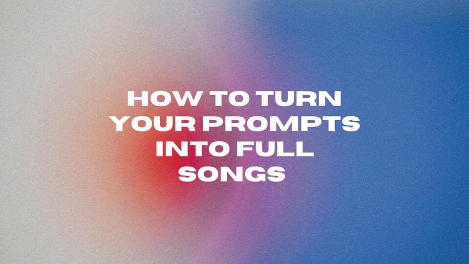 صورة غلاف لمقال "كيفية تحويل الأوامر النصية إلى أغاني كاملة: من النص إلى الموسيقى"، تتميز بتصميم مستقبلي ونص العنوان